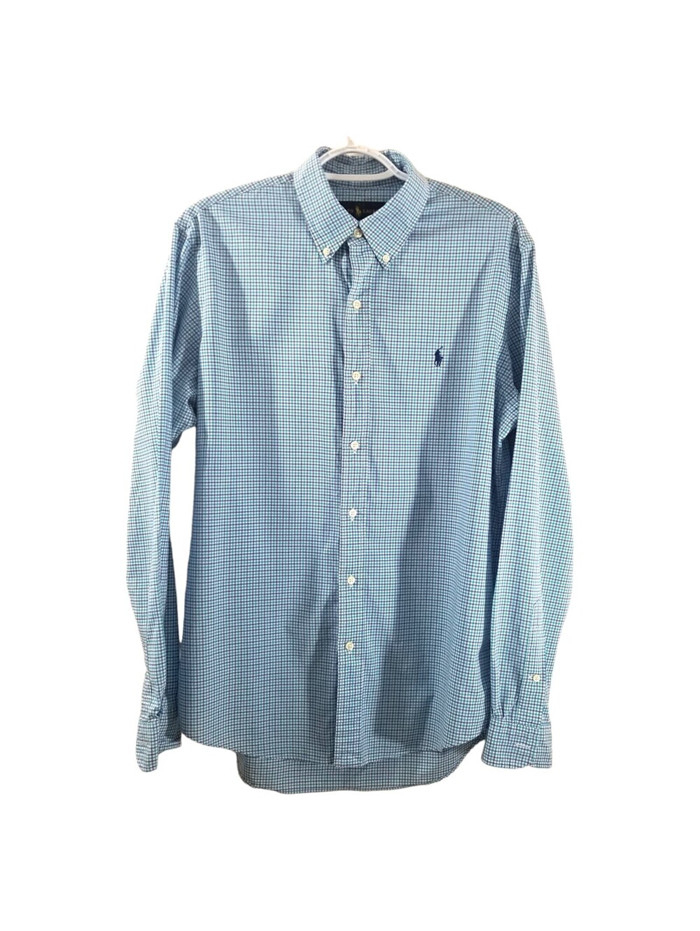 Ralph Lauren Classic Fit Long Sleeves Blue Small Check Size M Button